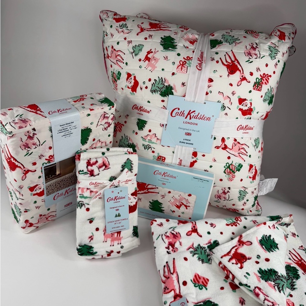 Cath Kidston Ditsy Deer Pink 12 PC Christmas Bundle ~ Precious NWT ~ Queen - Picture 2 of 8